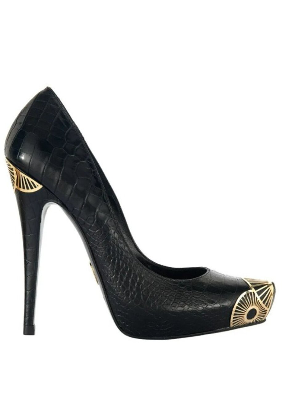 Lara Bohinc Tatjana Crocodile Embossed Leather W/ Metal Detail $925, Size 9 | 39